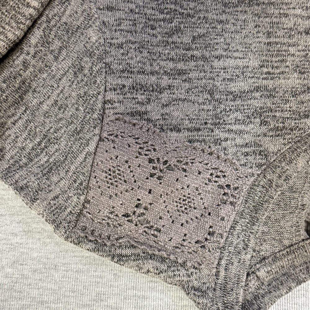 Style & Co Grey Space Dye Lace Crochet Trim 3/4 Sleeve Top Medium - Picture 7 of 7